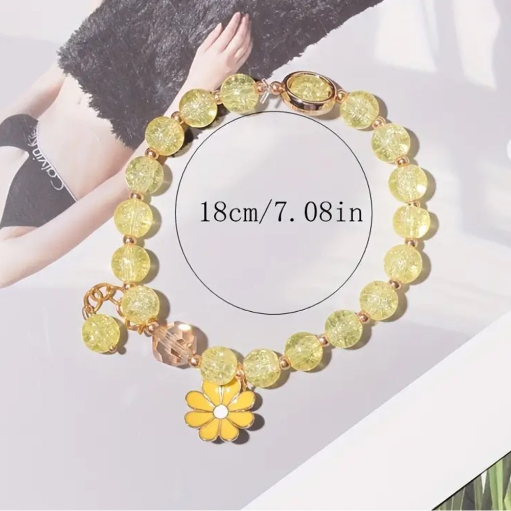 NEW| Women’s 2pc Chic Yellow Sunflower Quartz Watch & Bracelet Set - Picture 3 of 6